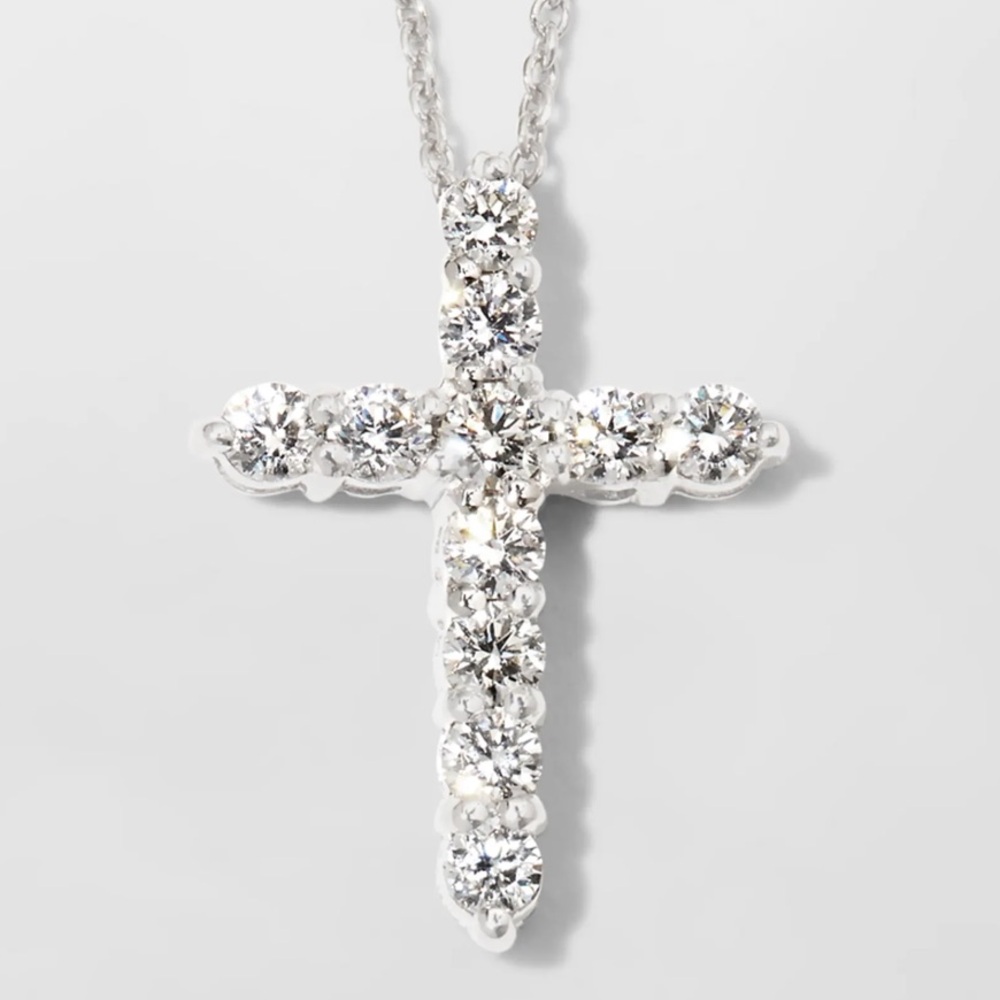 Roberto Coin Sparkling Silver Cross Necklace